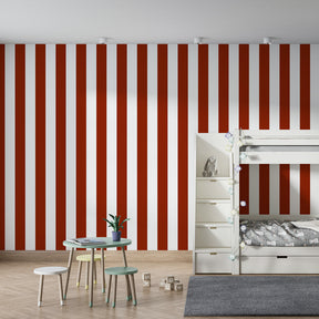 Elegant vertical striped wallpaper creating sophisticated kids bedroom decor