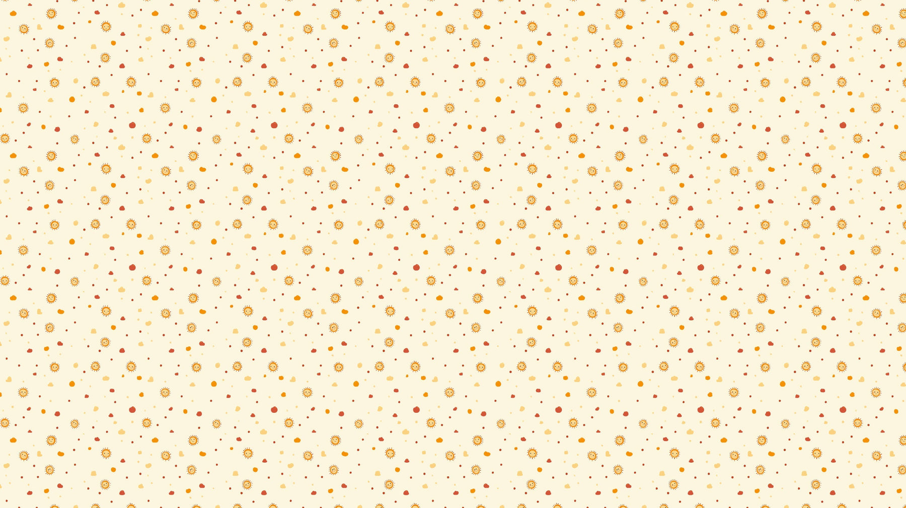 Detailed sunshine mural wallpaper design pattern with orange yellow bursts on beige background by Kids-Mundo
