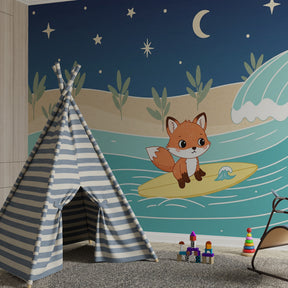 Ocean adventure fox mural wallpaper creating inspiring playroom environment for kids