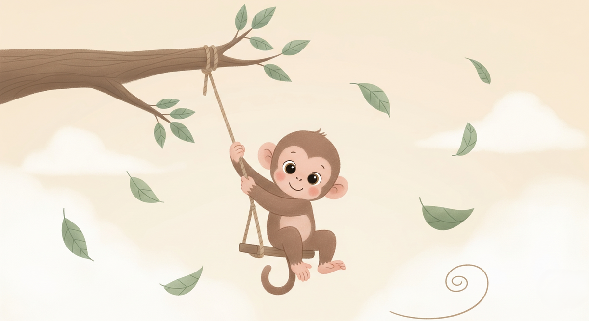 Playful Swinging Monkey Wall Mural