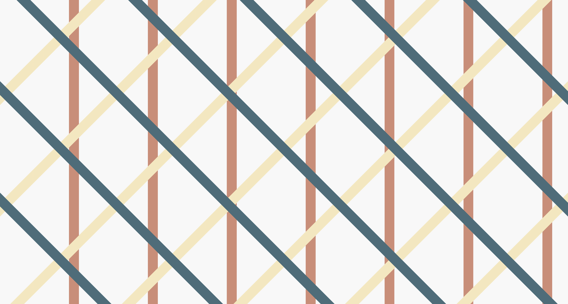 Kids-Mundo diagonal plaid wall mural artwork in teal, terracotta and cream