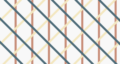 Kids-Mundo diagonal plaid wall mural artwork in teal, terracotta and cream