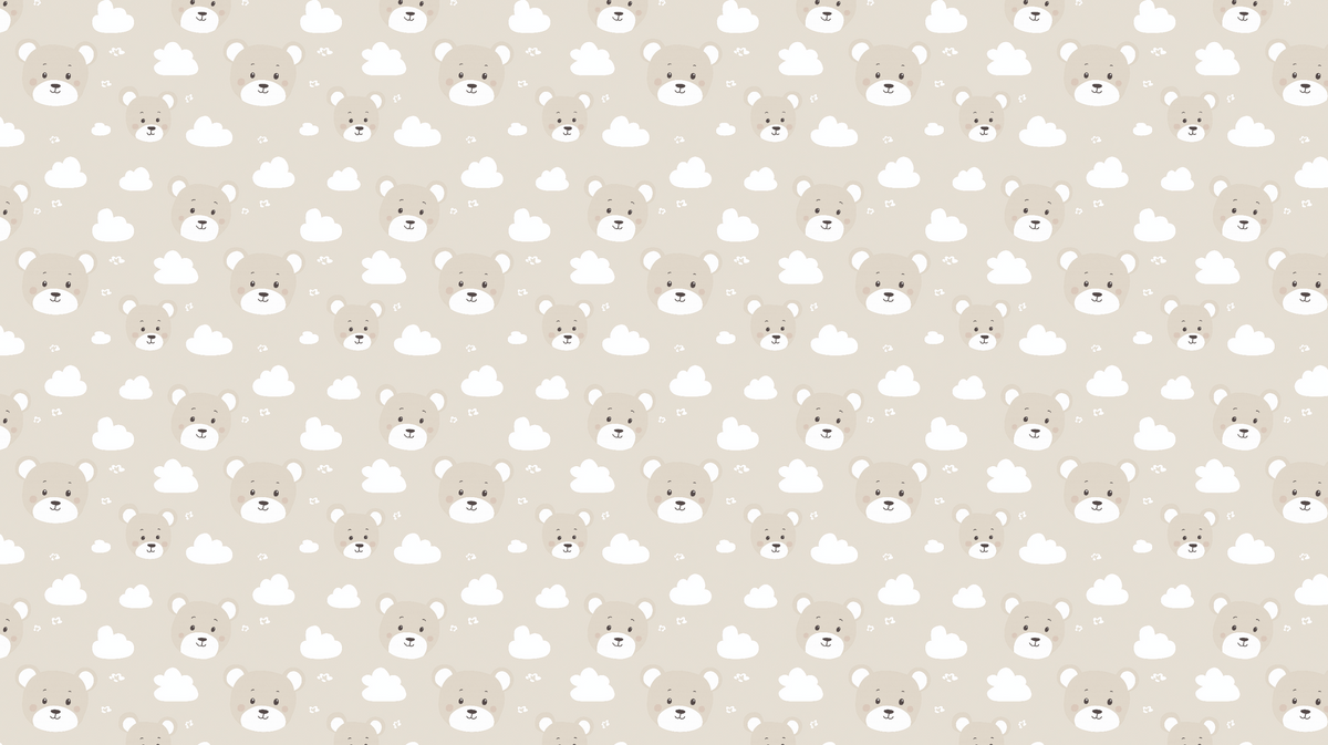 Teddy Bear and Cloud Pattern Wall Mural