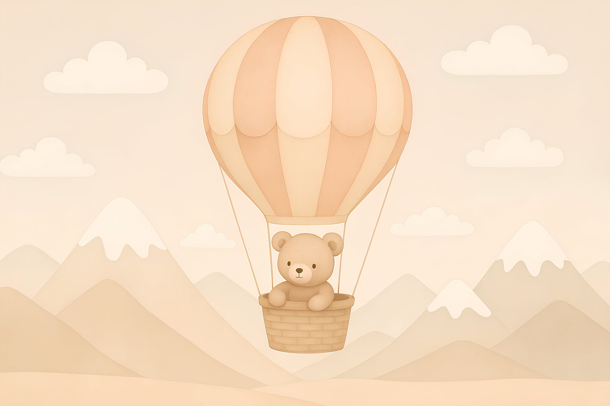 Detailed teddy bear hot air balloon mural wallpaper design pattern by Kids-Mundo
