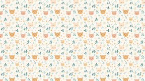 Detailed teddy bear and floral stars mural wallpaper design pattern by Kids-Mundo
