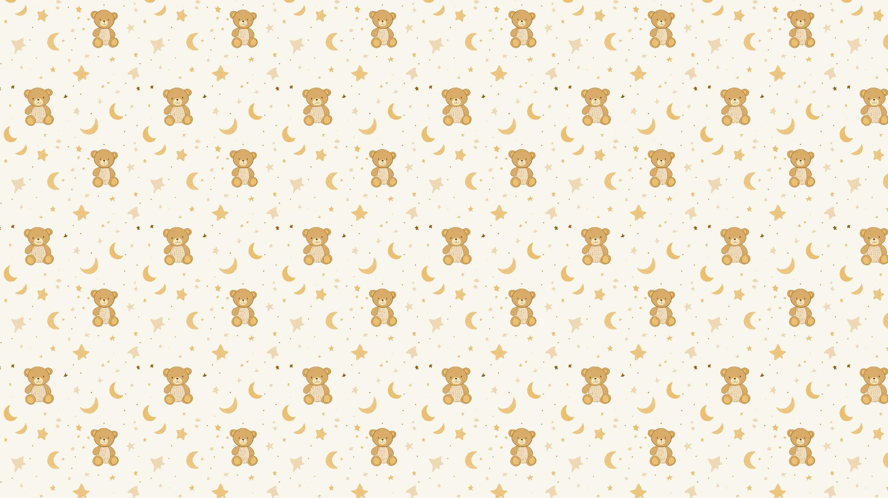 Detailed teddy bear and golden stars mural wallpaper design pattern by Kids-Mundo
