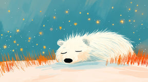 Detailed sleeping bear under starlit sky mural wallpaper design pattern by Kids-Mundo