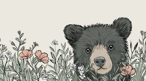 Detailed teddy bear and floral garden mural wallpaper design pattern by Kids-Mundo