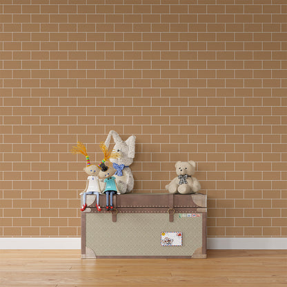 Playroom wall styled with a Kids-Mundo terracotta brick effect wall mural design