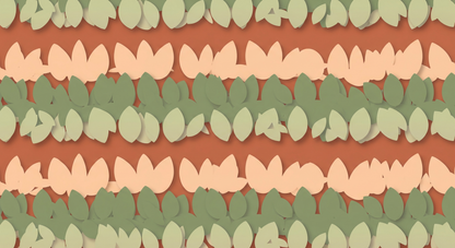 Flat artwork of the Kids-Mundo terracotta leaf stripe wall mural in cream and sage