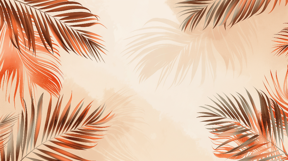Terracotta Palm Leaves Wall Mural