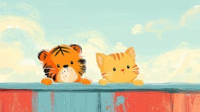 Detailed tiger cubs mural wallpaper design pattern showing adorable animals by Kids-Mundo