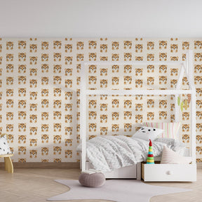 Tiger animal wallpaper creating playful atmosphere in children's bedroom decor