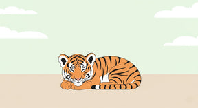 Detailed peaceful tiger mural wallpaper design pattern with soft clouds by Kids-Mundo
