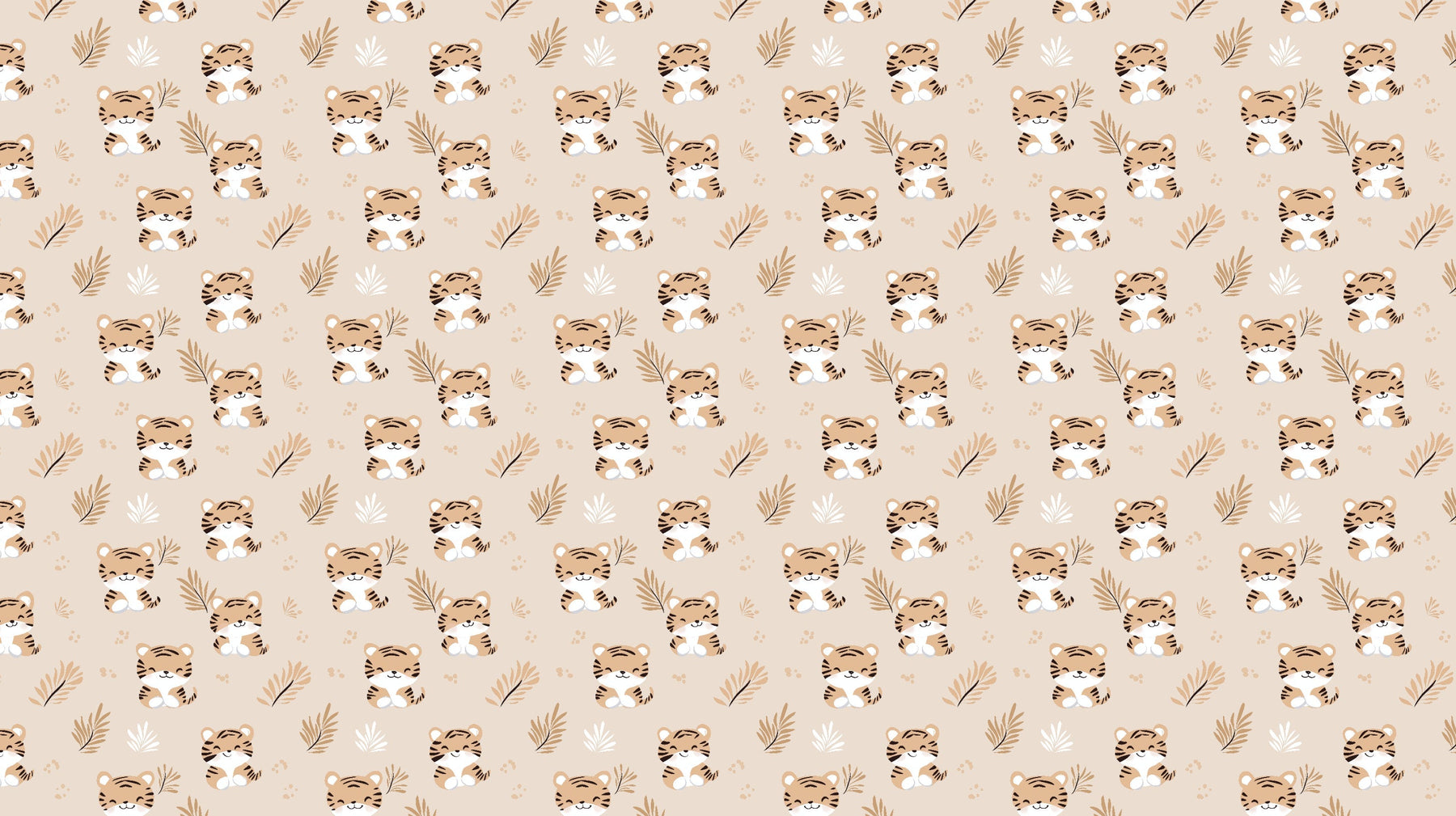 Detailed tiger mural wallpaper design pattern showing soft jungle motifs by Kids-Mundo