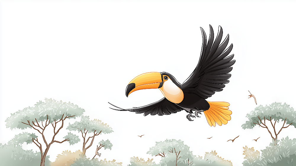 Toucan in Flight Above the Treetops Wall Mural