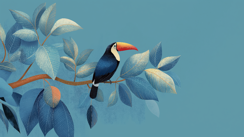Toucan on a Teal Branch Wall Mural