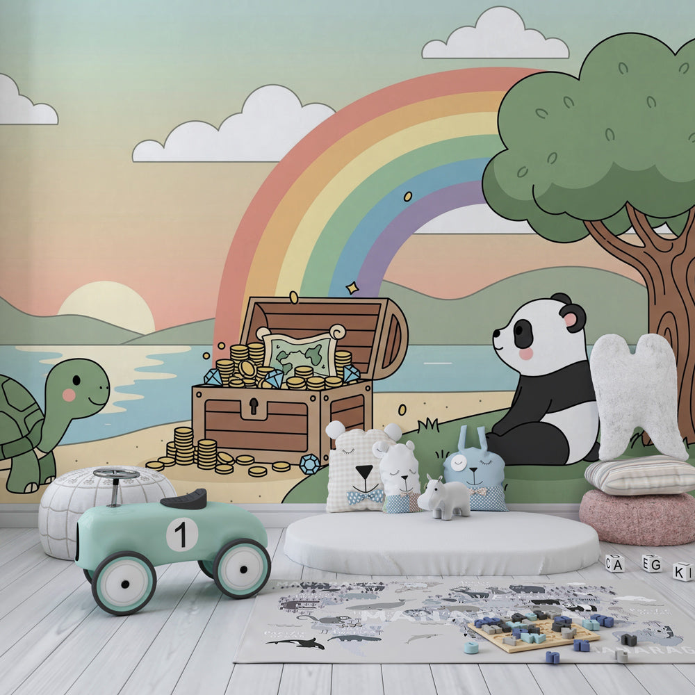 Ocean treasure quest wallpaper creating magical children's bedroom decor with animal friends