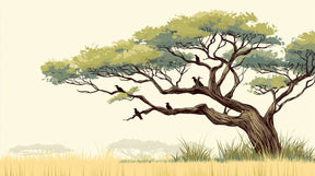 Detailed tree and birds mural wallpaper design pattern showing majestic branches by Kids-Mundo