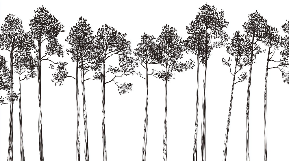 Detailed minimalist tree forest mural wallpaper design pattern by Kids-Mundo