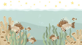 Detailed tropical fish and coral reef mural wallpaper design pattern by Kids-Mundo