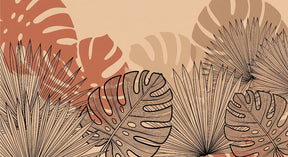 Detailed tropical leaves mural wallpaper design pattern with monstera and palm motifs by Kids-Mundo