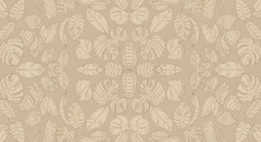 Detailed tropical leaves mural wallpaper design pattern in soft beige by Kids-Mundo