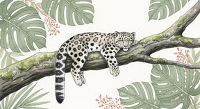 Detailed tropical leopard and foliage mural wallpaper design pattern by Kids-Mundo