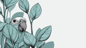 Detailed tropical parrot and botanical leaves mural wallpaper design pattern by Kids-Mundo