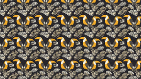 Detailed tropical toucan mural wallpaper design pattern showing vibrant birds and foliage by Kids-Mundo