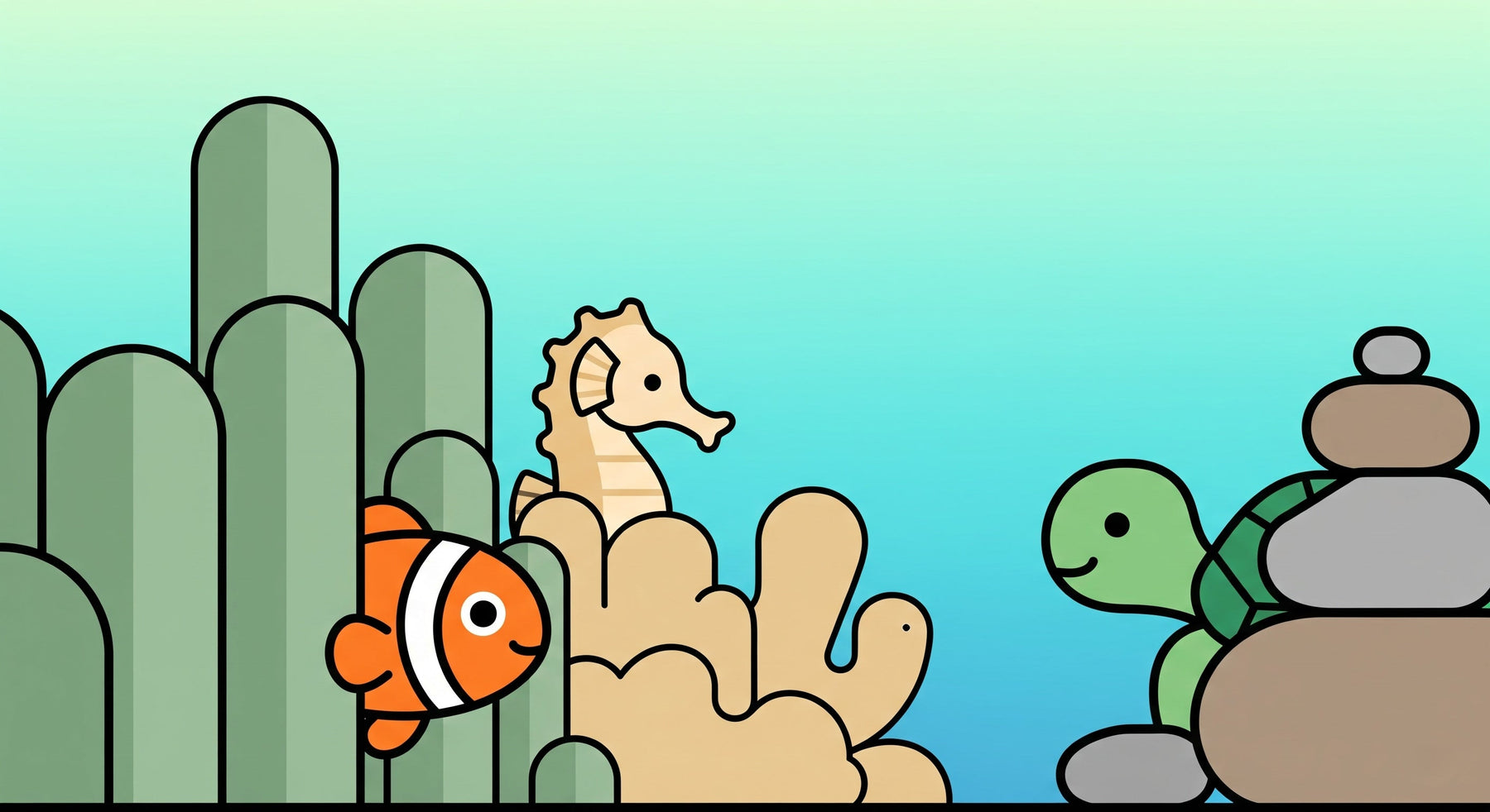 Detailed underwater mural wallpaper design pattern with marine animals by Kids-Mundo