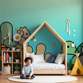 Underwater ocean mural wallpaper with fish and turtle in modern nursery by Kids-Mundo