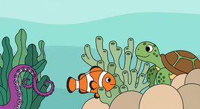 Detailed underwater ocean mural wallpaper design pattern with fish and turtle by Kids-Mundo