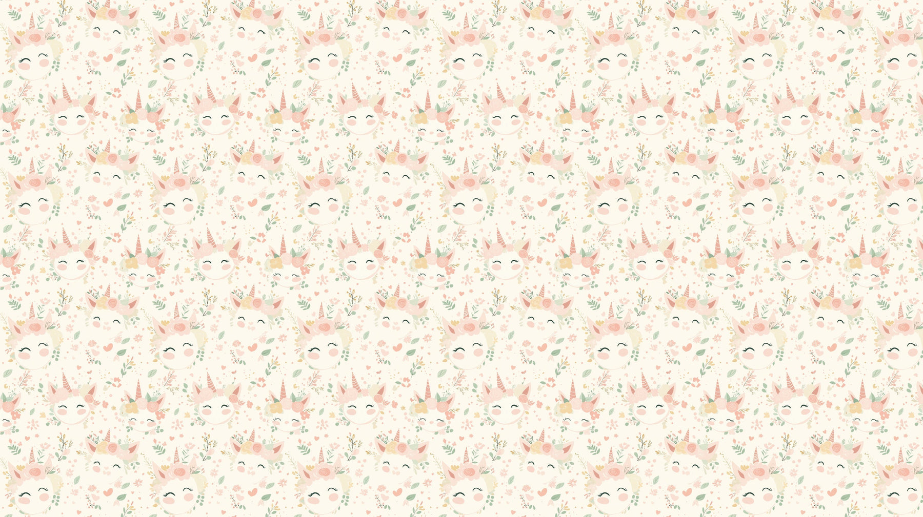 Detailed unicorn and floral mural wallpaper design pattern with magical fairy-tale elements by Kids-Mundo