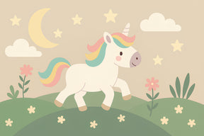 Detailed unicorn fairyland mural wallpaper design pattern with magical elements by Kids Mundo