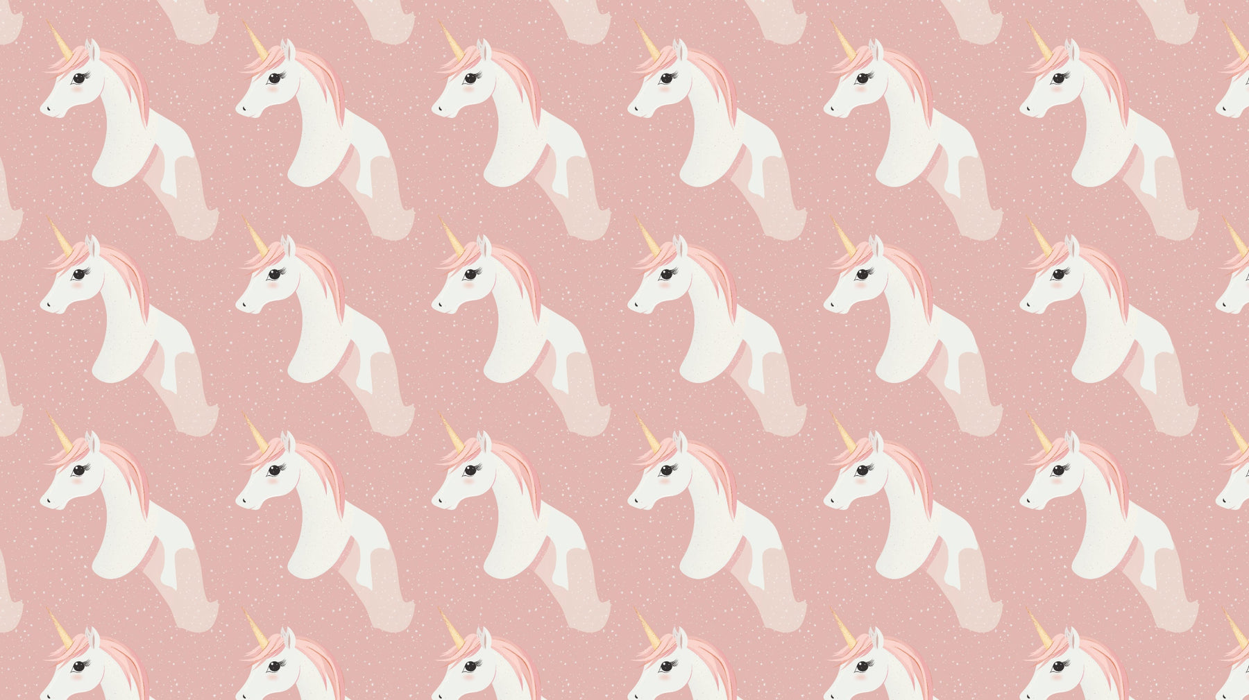 Detailed unicorn mural wallpaper design pattern with soft pink background by Kids-Mundo