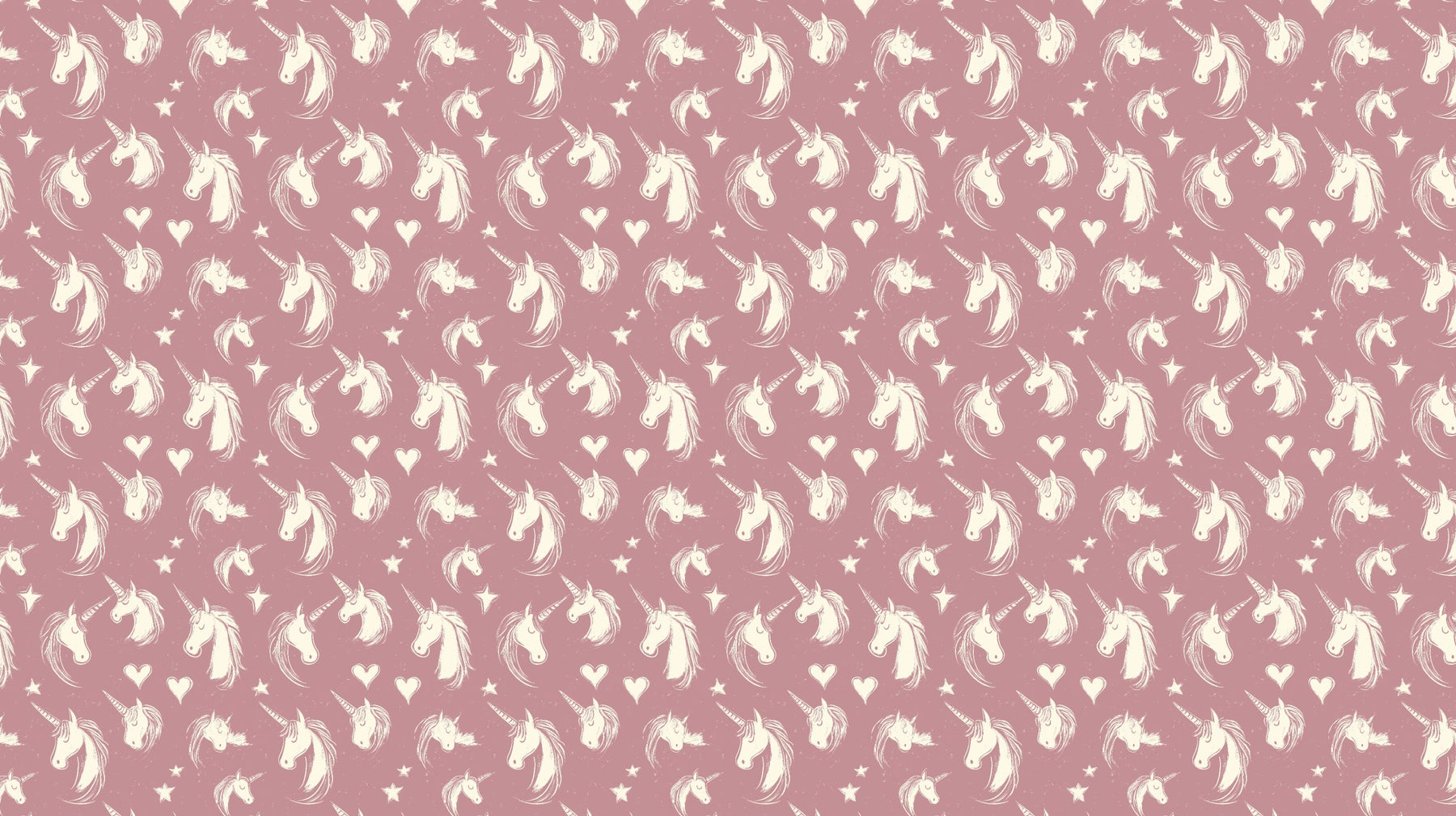 Detailed pink unicorn mural wallpaper design pattern with hearts and stars by Kids-Mundo