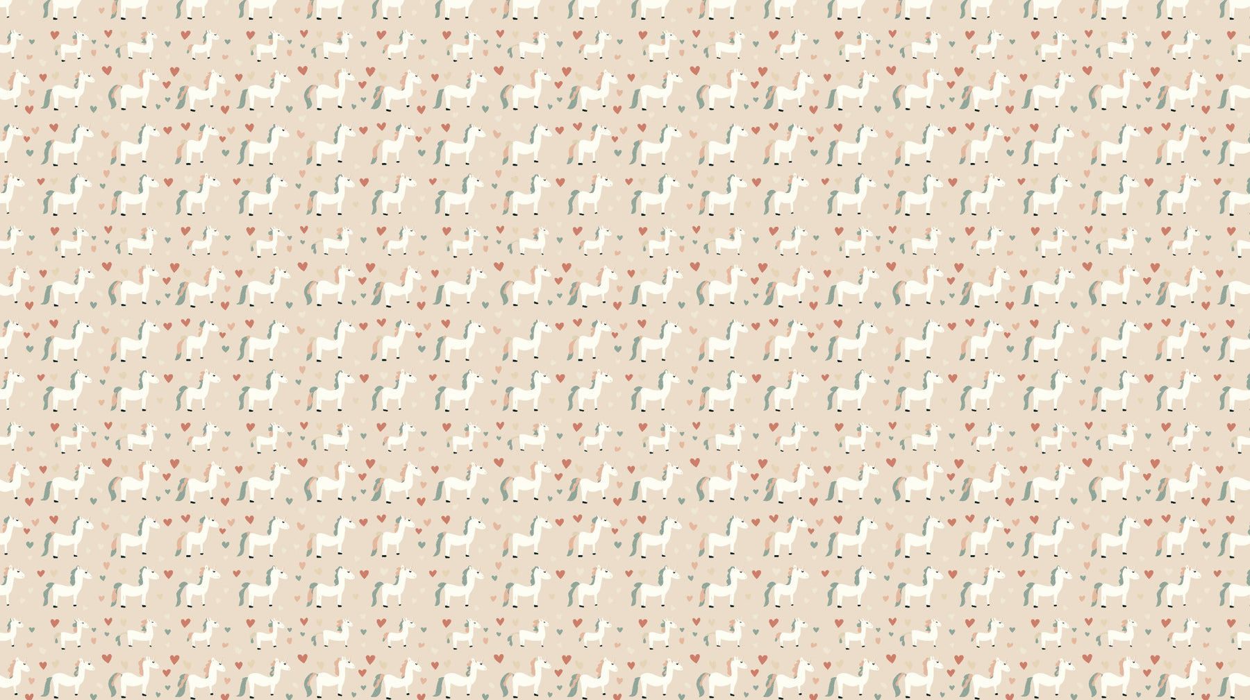 Detailed unicorn mural wallpaper design pattern with hearts and pastel colors by Kids-Mundo