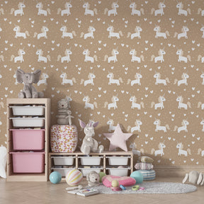 Cute unicorn wallpaper transforming children's bedroom into enchanted fairy tale space
