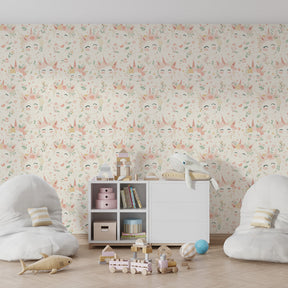 Unicorn floral mural wallpaper transforming children's bedroom into fairy-tale space by Kids-Mundo