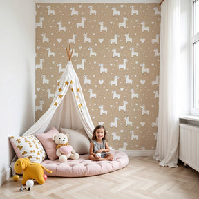 White unicorn mural wallpaper creating magical atmosphere in modern nursery by Kids-Mundo