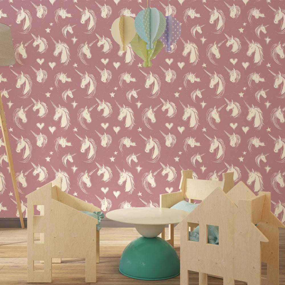 Enchanting unicorn mural wallpaper transforming kids room into fairy-tale kingdom by Kids-Mundo