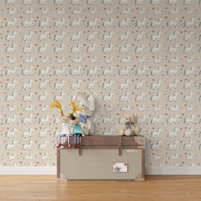 Cute unicorn wallpaper transforming toddler bedroom with whimsical fairy-tale theme and gentle colors