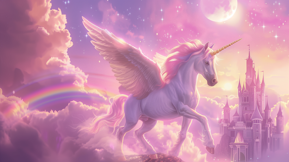 Unicorn Pegasus and Fairytale Castle Wall Mural