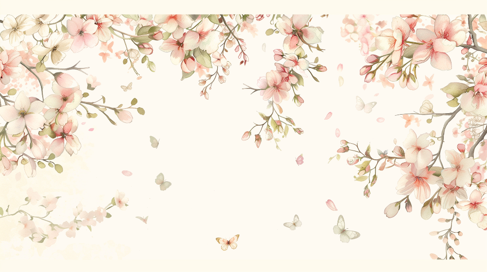 Watercolour Cherry Blossom and Butterflies Wall Mural