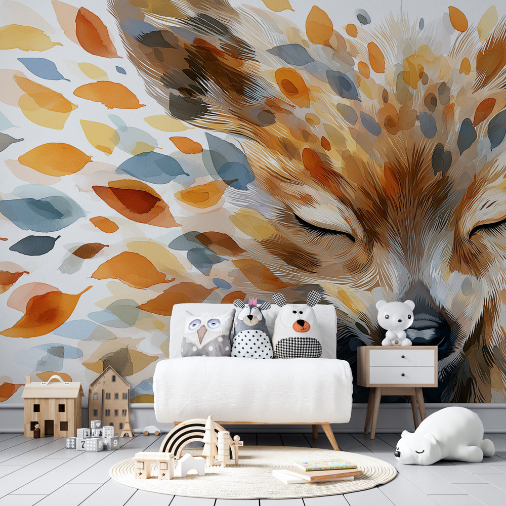 Kids-Mundo watercolour deer mural bringing an elegant, calming touch to a playroom wall.