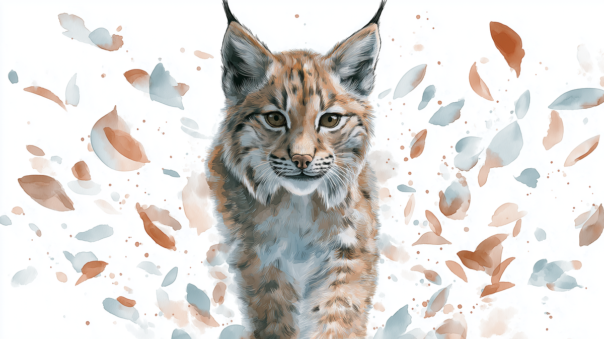 Watercolour Lynx Cub Wall Mural