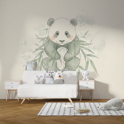 Kids-Mundo painterly panda wall mural made to measure for a kids bedroom wall