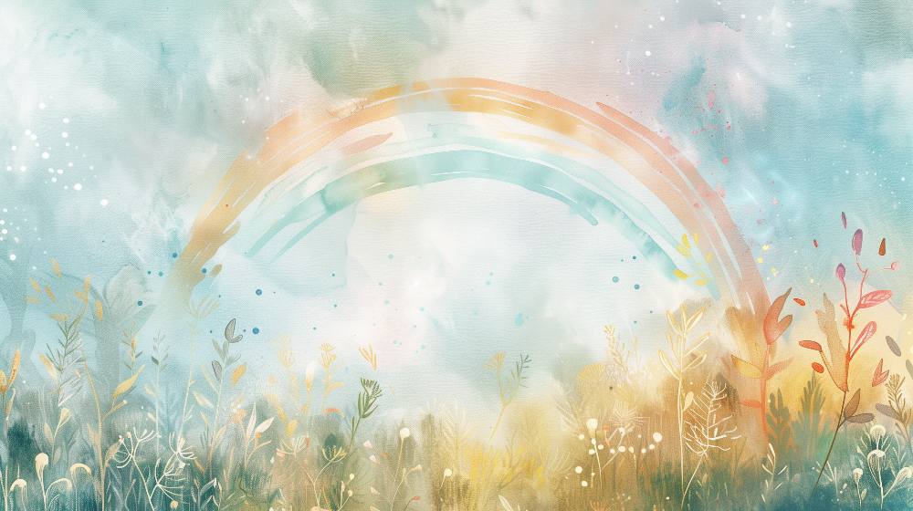 Watercolour Rainbow Meadow Wall Mural