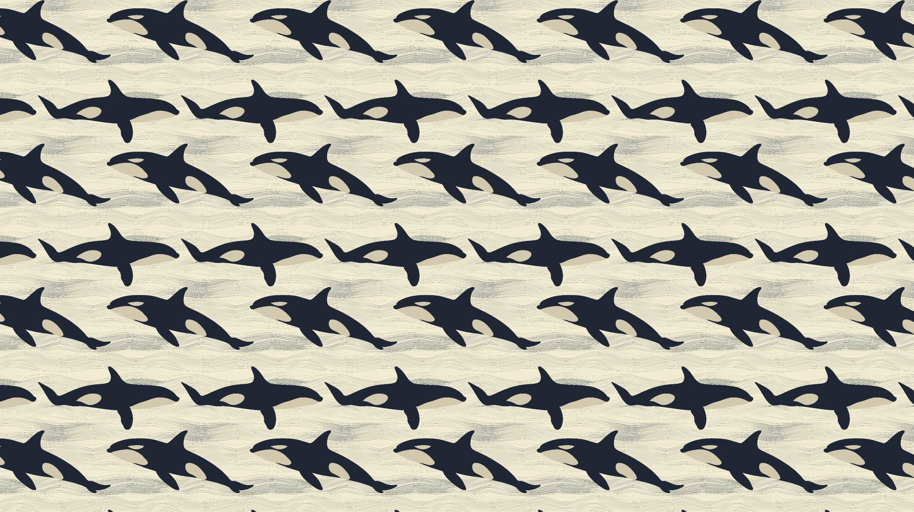 Detailed orca whale mural wallpaper design pattern with flowing waves by Kids-Mundo